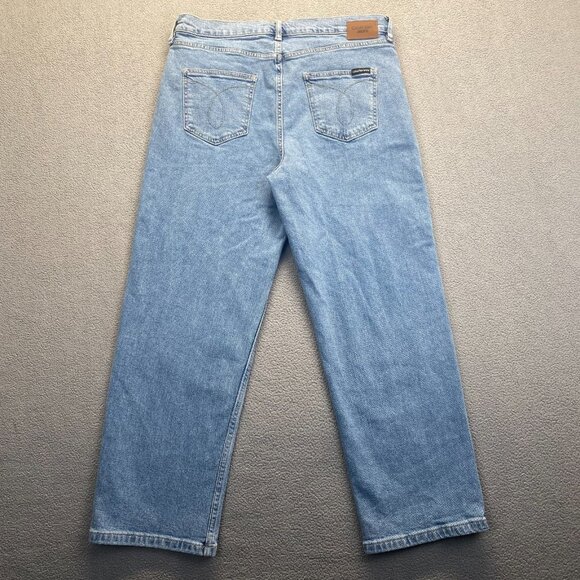 Calvin Klein Jeans Women Size 14 Blue Denim Cotton Straight Leg Workwear Stretch - Picture 2 of 10